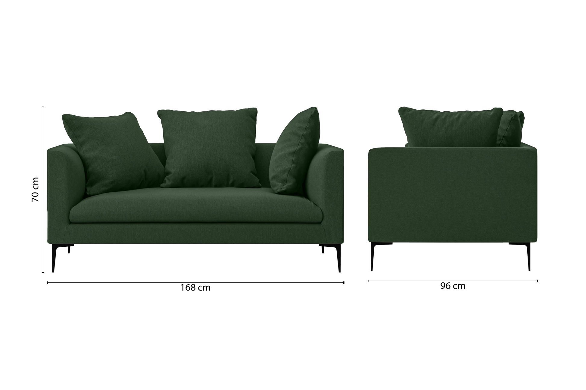 Aprilia 2 Seater Sofa Forest Green Linen Fabric