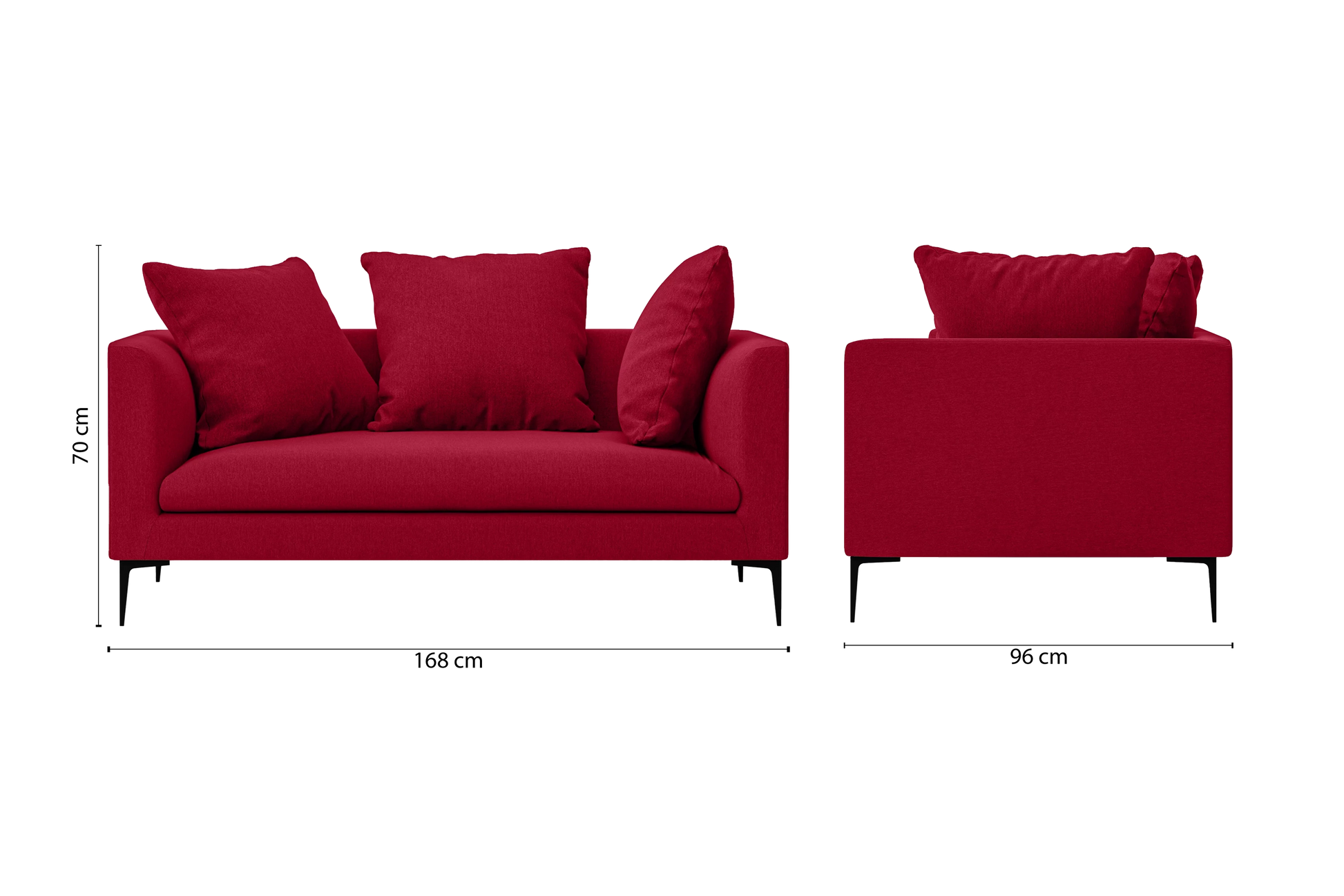 Aprilia 2 Seater Sofa Red Linen Fabric