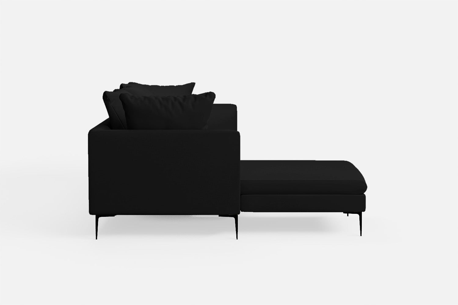 Aprilia 3 Seater Left Hand Facing Chaise Lounge Corner Sofa Black Leather