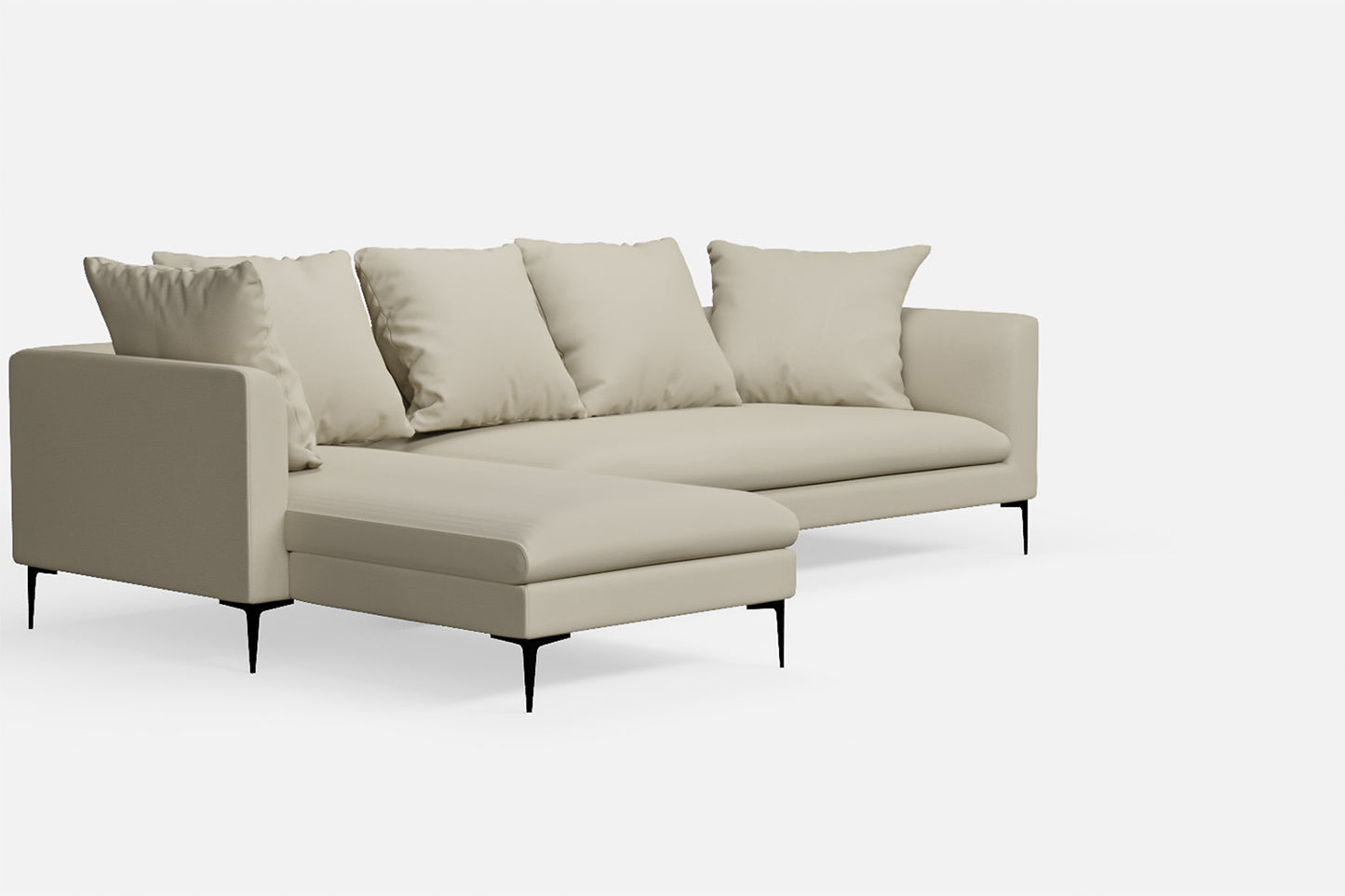 Aprilia 3 Seater Left Hand Facing Chaise Lounge Corner Sofa Cream Leather