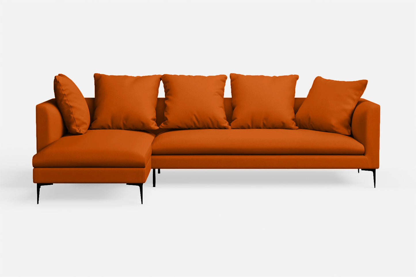 Aprilia 3 Seater Left Hand Facing Chaise Lounge Corner Sofa Orange Leather