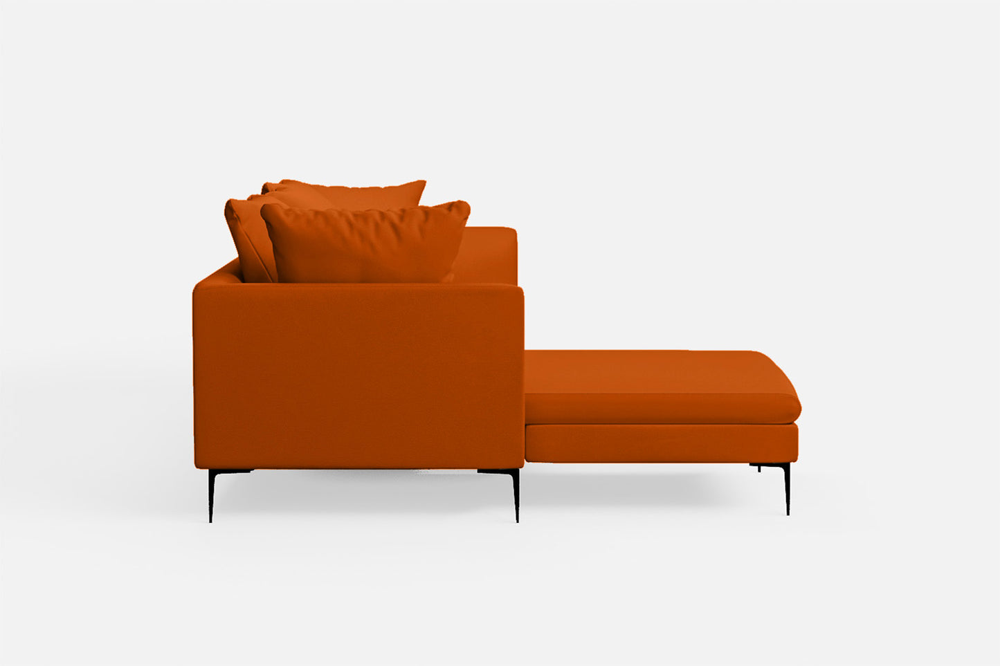 Aprilia 3 Seater Left Hand Facing Chaise Lounge Corner Sofa Orange Leather