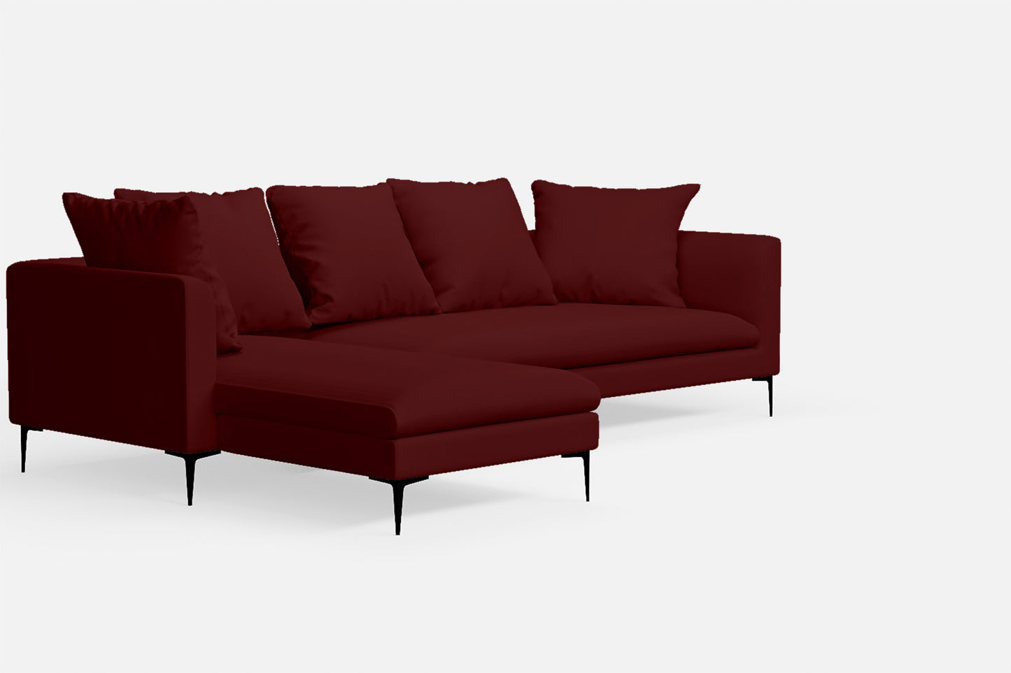 Aprilia 3 Seater Left Hand Facing Chaise Lounge Corner Sofa Red Leather