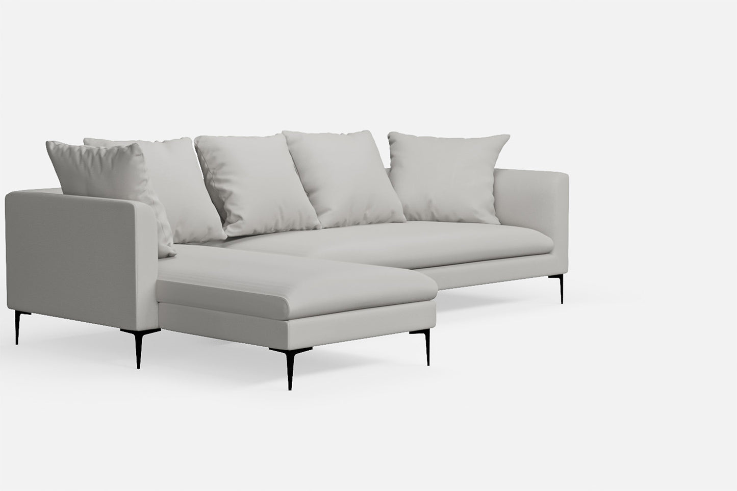 Aprilia 3 Seater Left Hand Facing Chaise Lounge Corner Sofa White Leather