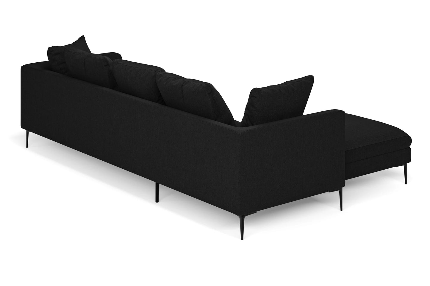 Aprilia 3 Seater Left Hand Facing Chaise Lounge Corner Sofa Black Linen Fabric