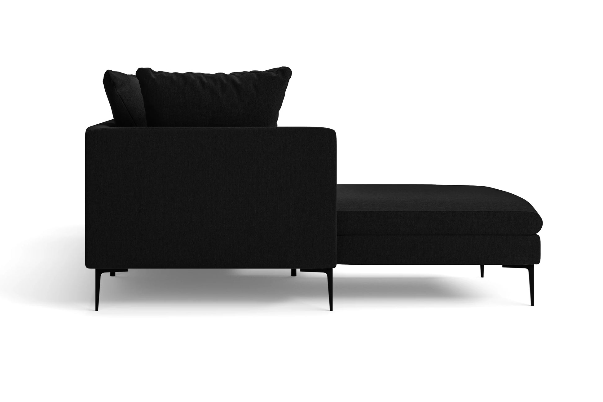 Aprilia 3 Seater Left Hand Facing Chaise Lounge Corner Sofa Black Linen Fabric