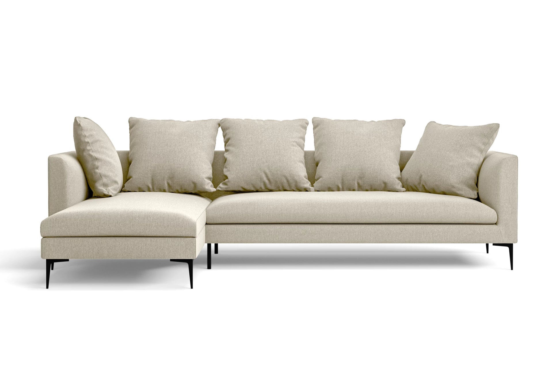 Aprilia 3 Seater Left Hand Facing Chaise Lounge Corner Sofa Cream Linen Fabric