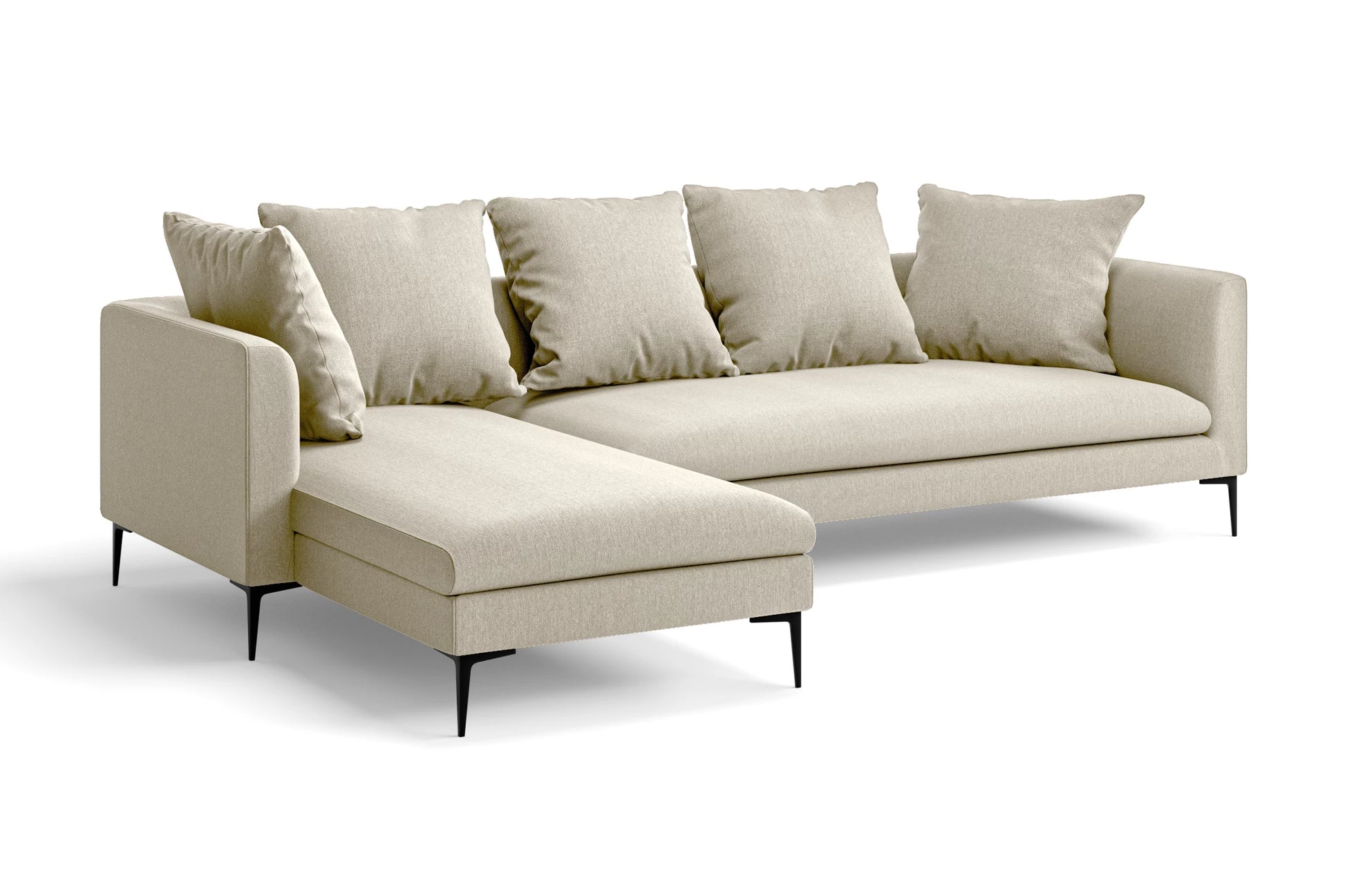 Aprilia 3 Seater Left Hand Facing Chaise Lounge Corner Sofa Cream Linen Fabric