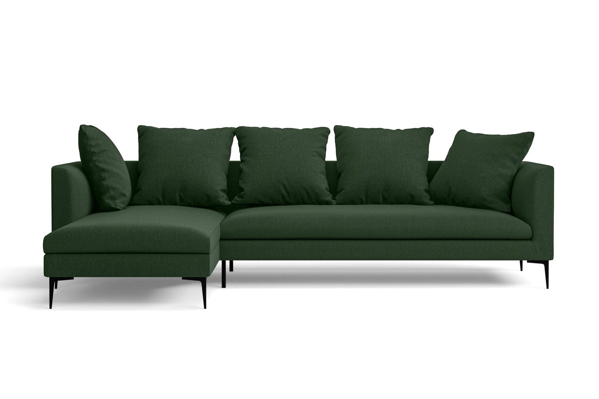 Aprilia 3 Seater Left Hand Facing Chaise Lounge Corner Sofa Forest Green Linen Fabric