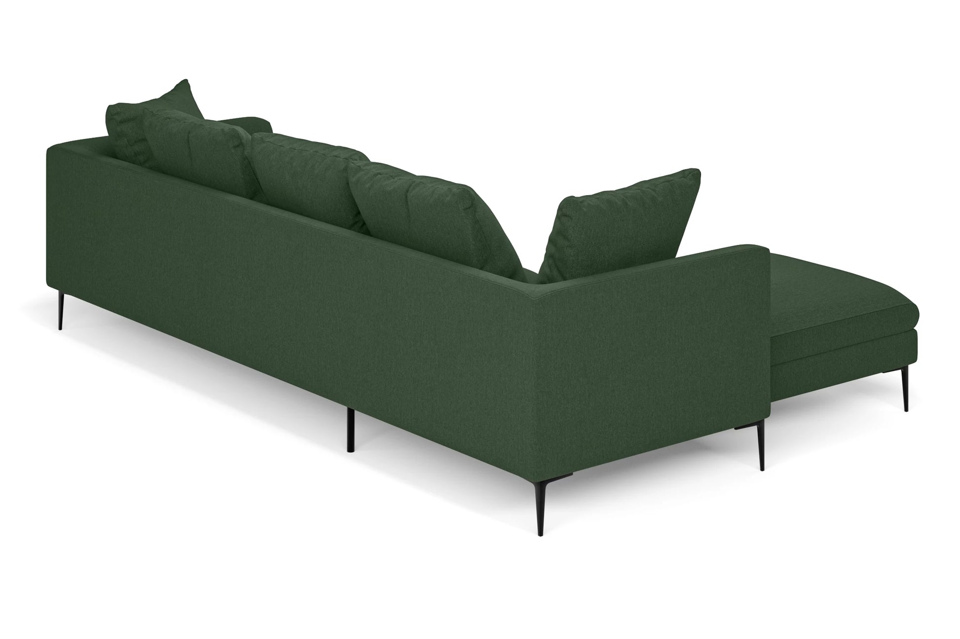 Aprilia 3 Seater Left Hand Facing Chaise Lounge Corner Sofa Forest Green Linen Fabric