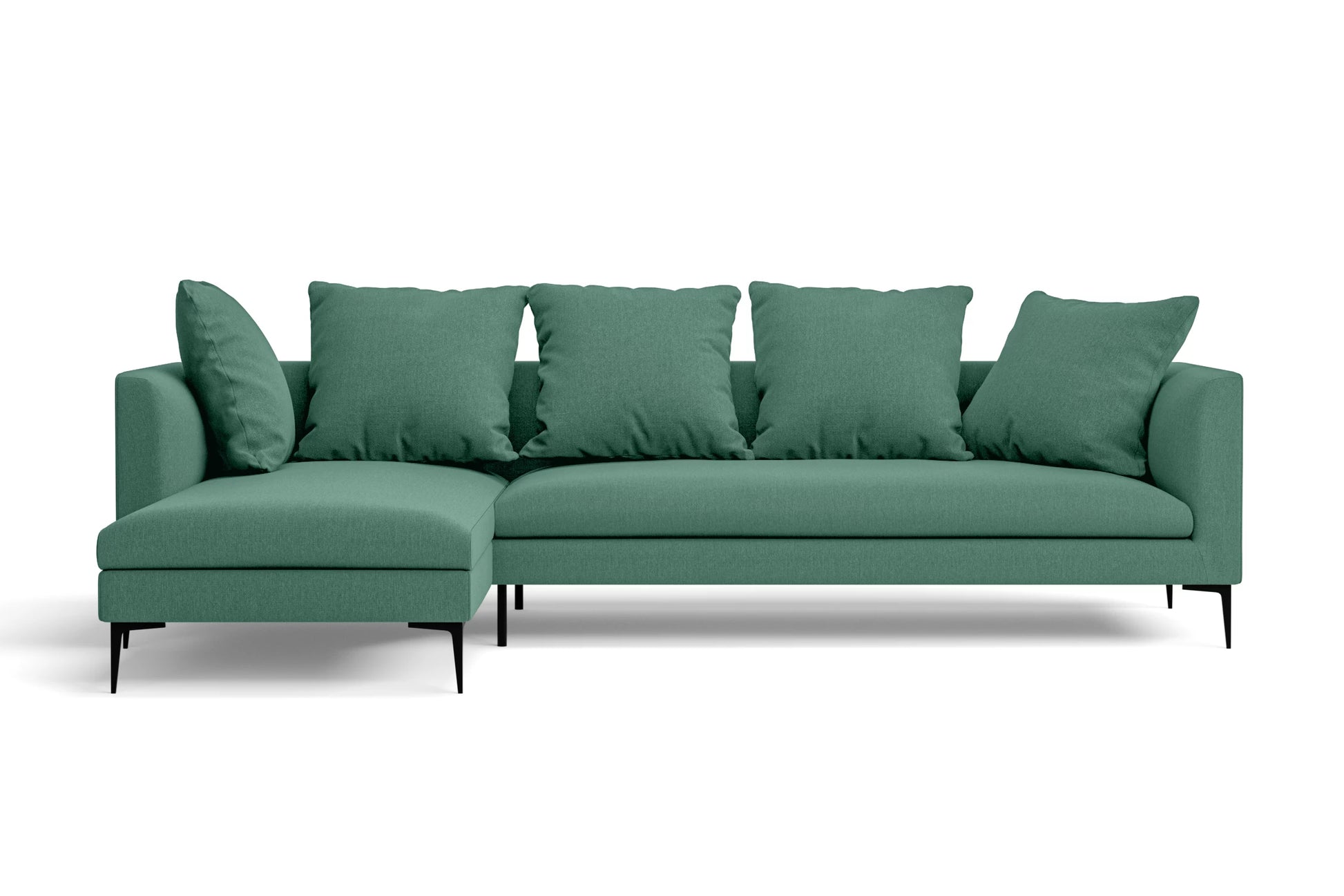 Aprilia 3 Seater Left Hand Facing Chaise Lounge Corner Sofa Mint Green Linen Fabric