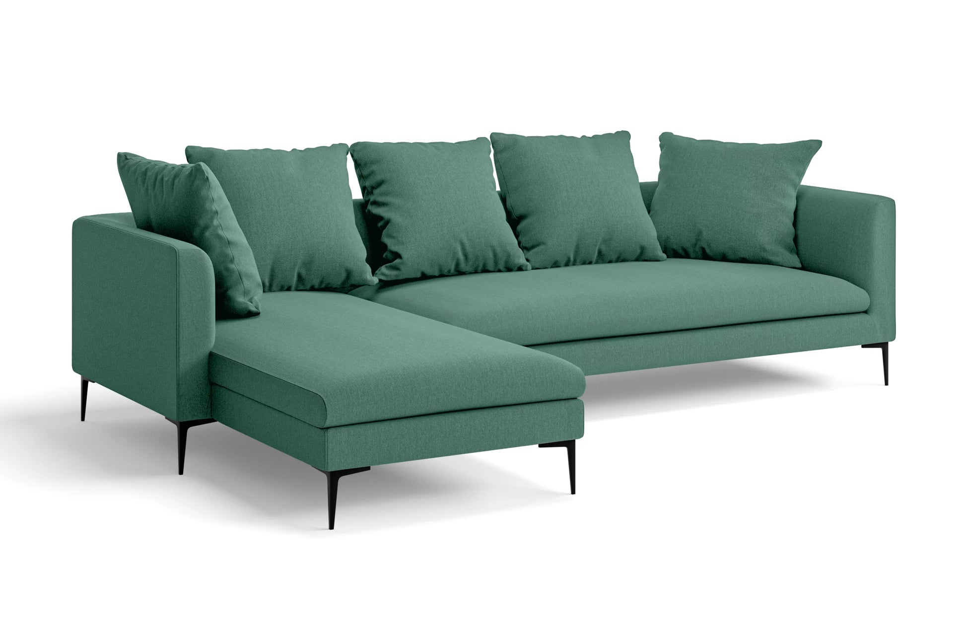 Aprilia 3 Seater Left Hand Facing Chaise Lounge Corner Sofa Mint Green Linen Fabric