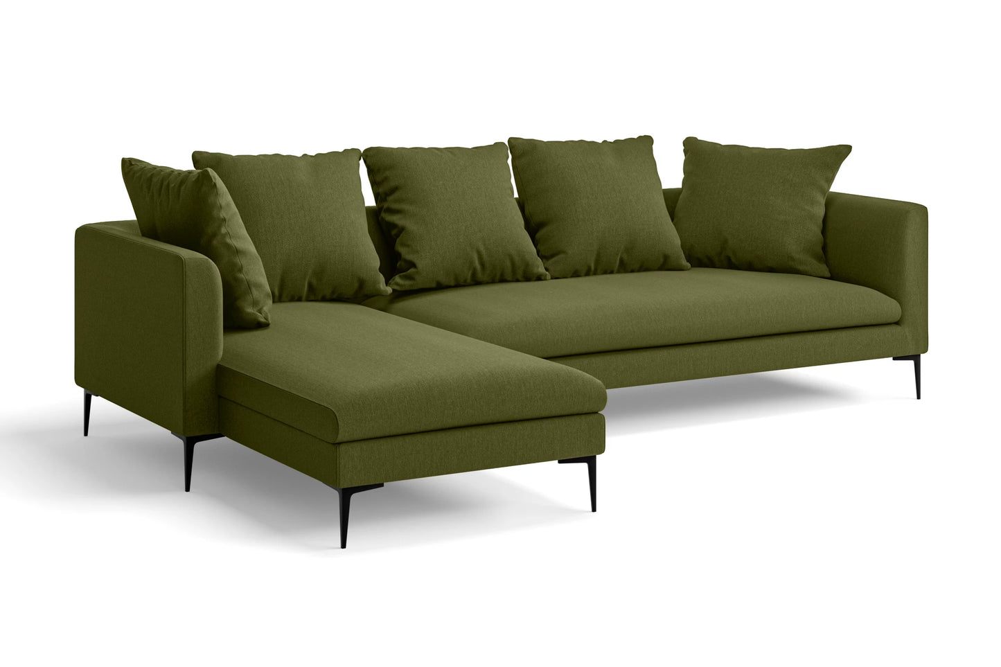 Aprilia 3 Seater Left Hand Facing Chaise Lounge Corner Sofa Olive Linen Fabric