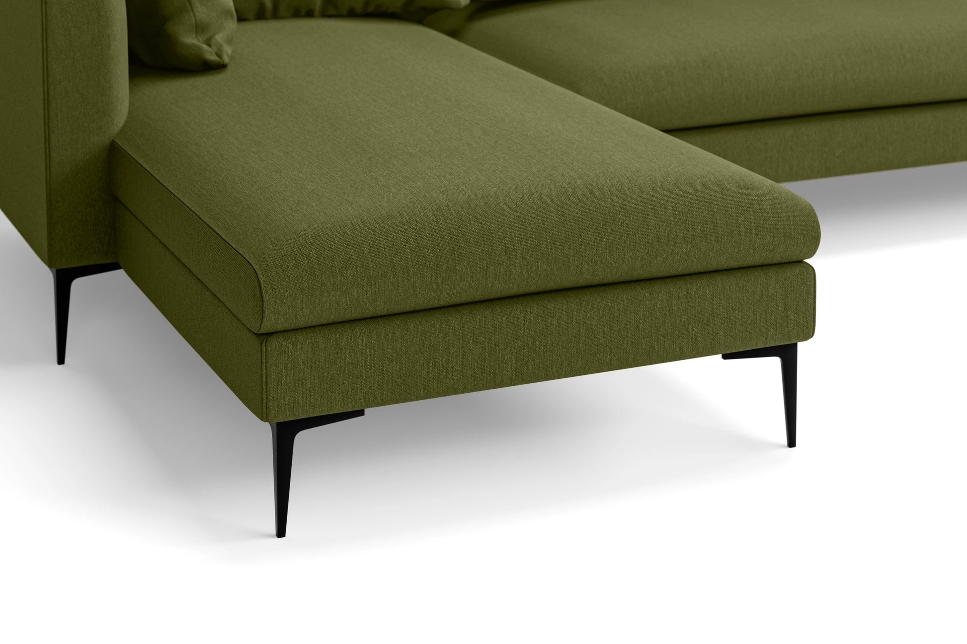 Aprilia 3 Seater Left Hand Facing Chaise Lounge Corner Sofa Olive Linen Fabric