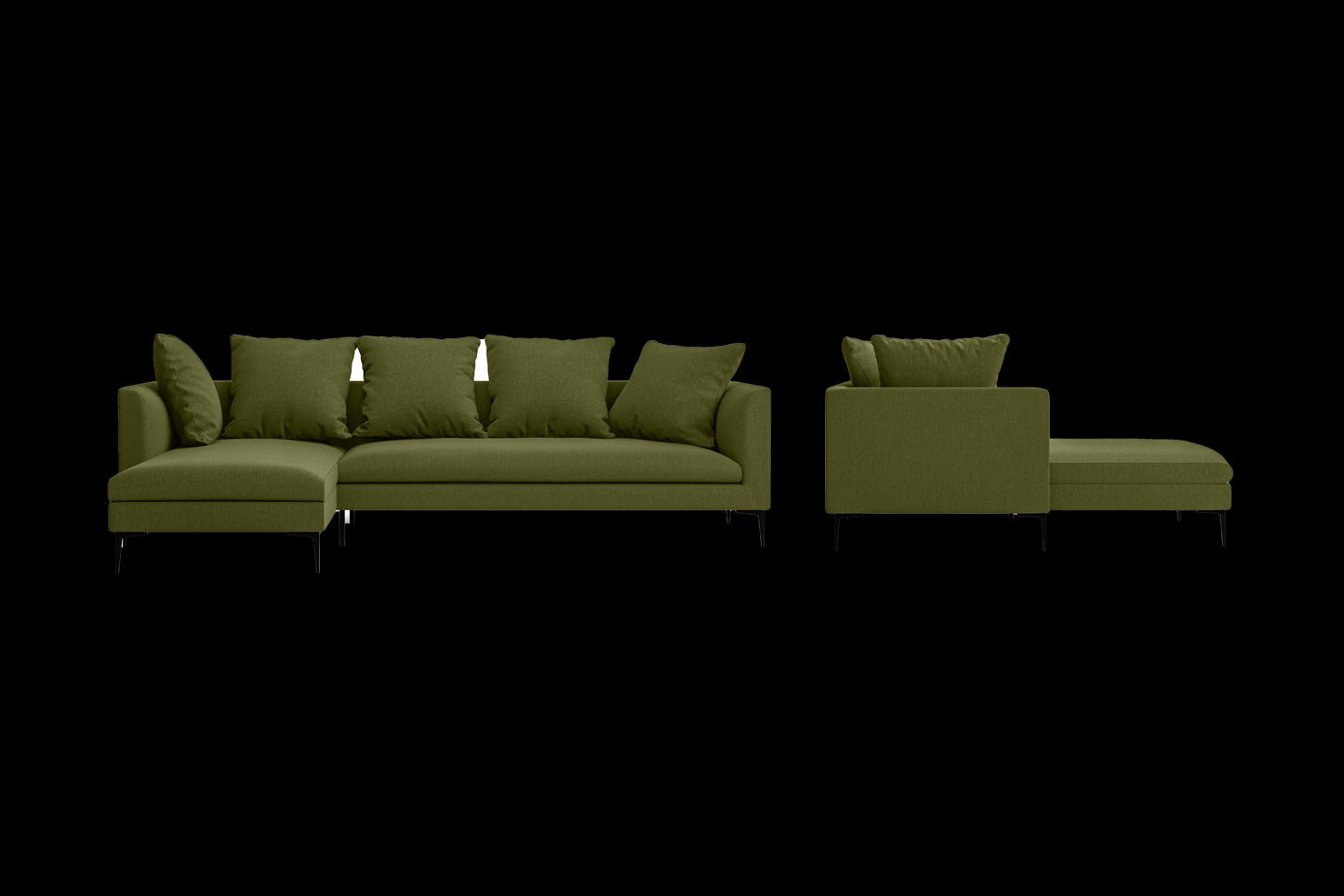 Aprilia 3 Seater Left Hand Facing Chaise Lounge Corner Sofa Olive Linen Fabric