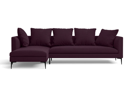 Aprilia 3 Seater Left Hand Facing Chaise Lounge Corner Sofa Purple Linen Fabric