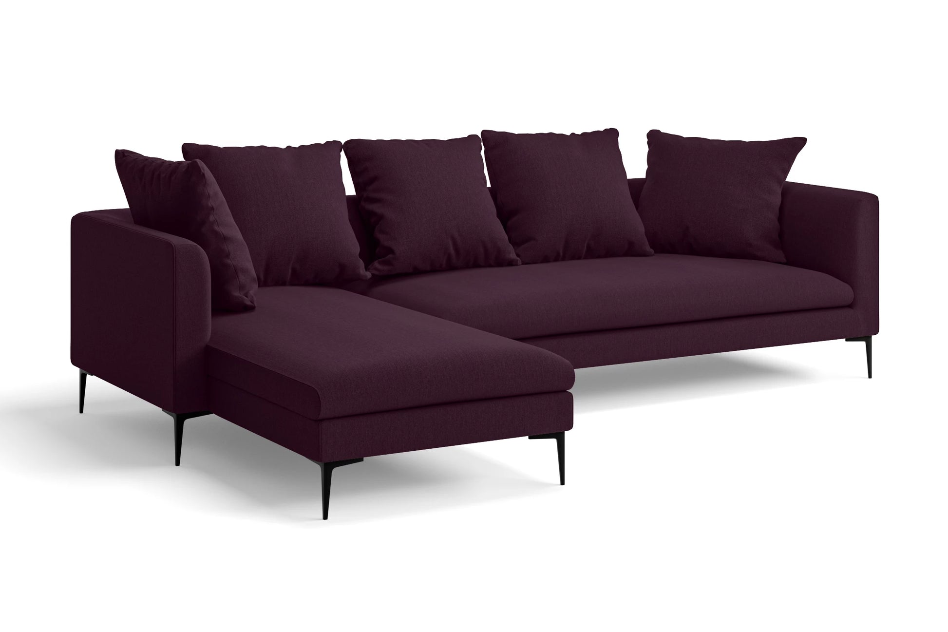 Aprilia 3 Seater Left Hand Facing Chaise Lounge Corner Sofa Purple Linen Fabric