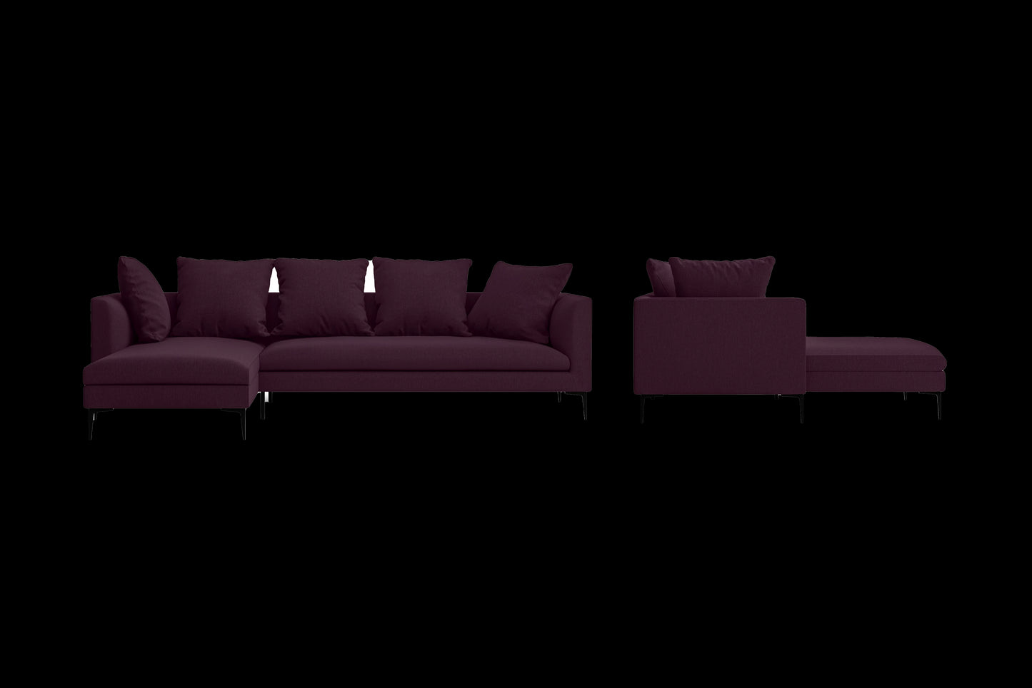 Aprilia 3 Seater Left Hand Facing Chaise Lounge Corner Sofa Purple Linen Fabric