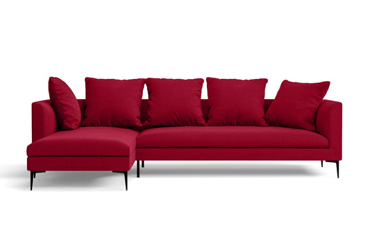 Aprilia 3 Seater Left Hand Facing Chaise Lounge Corner Sofa Red Linen Fabric