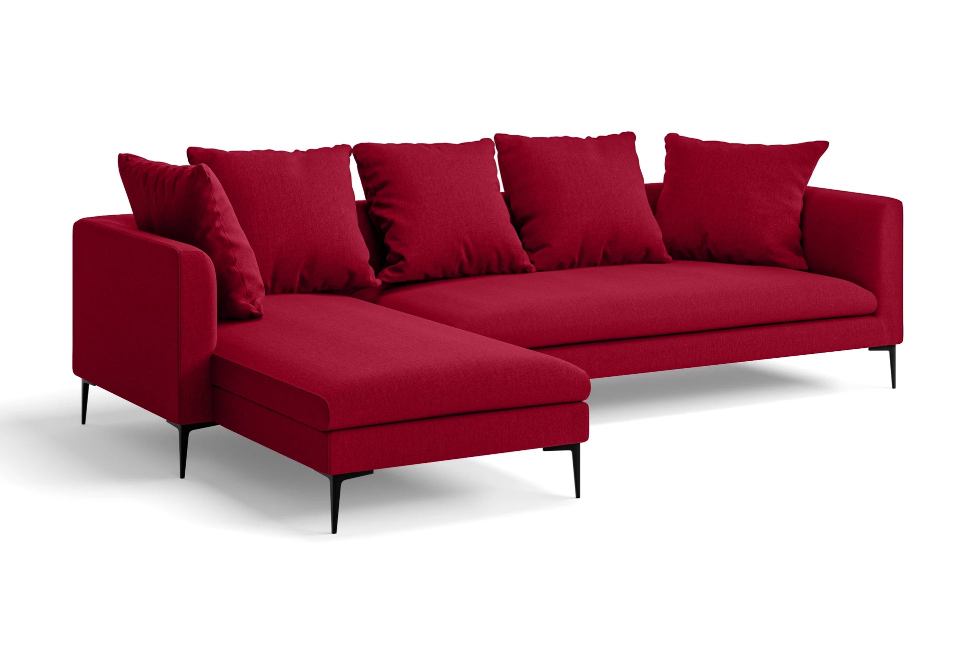 Aprilia 3 Seater Left Hand Facing Chaise Lounge Corner Sofa Red Linen Fabric