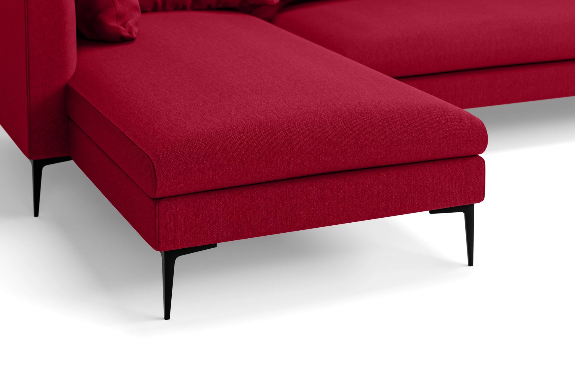 Aprilia 3 Seater Left Hand Facing Chaise Lounge Corner Sofa Red Linen Fabric