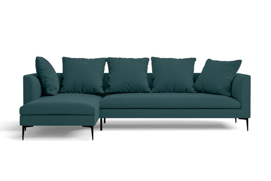 Aprilia 3 Seater Left Hand Facing Chaise Lounge Corner Sofa Teal Linen Fabric