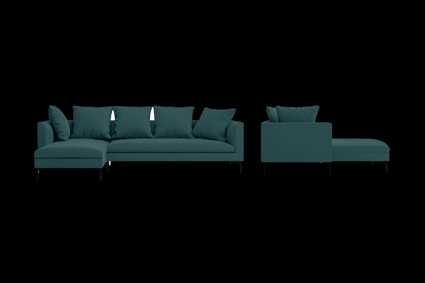 Aprilia 3 Seater Left Hand Facing Chaise Lounge Corner Sofa Teal Linen Fabric