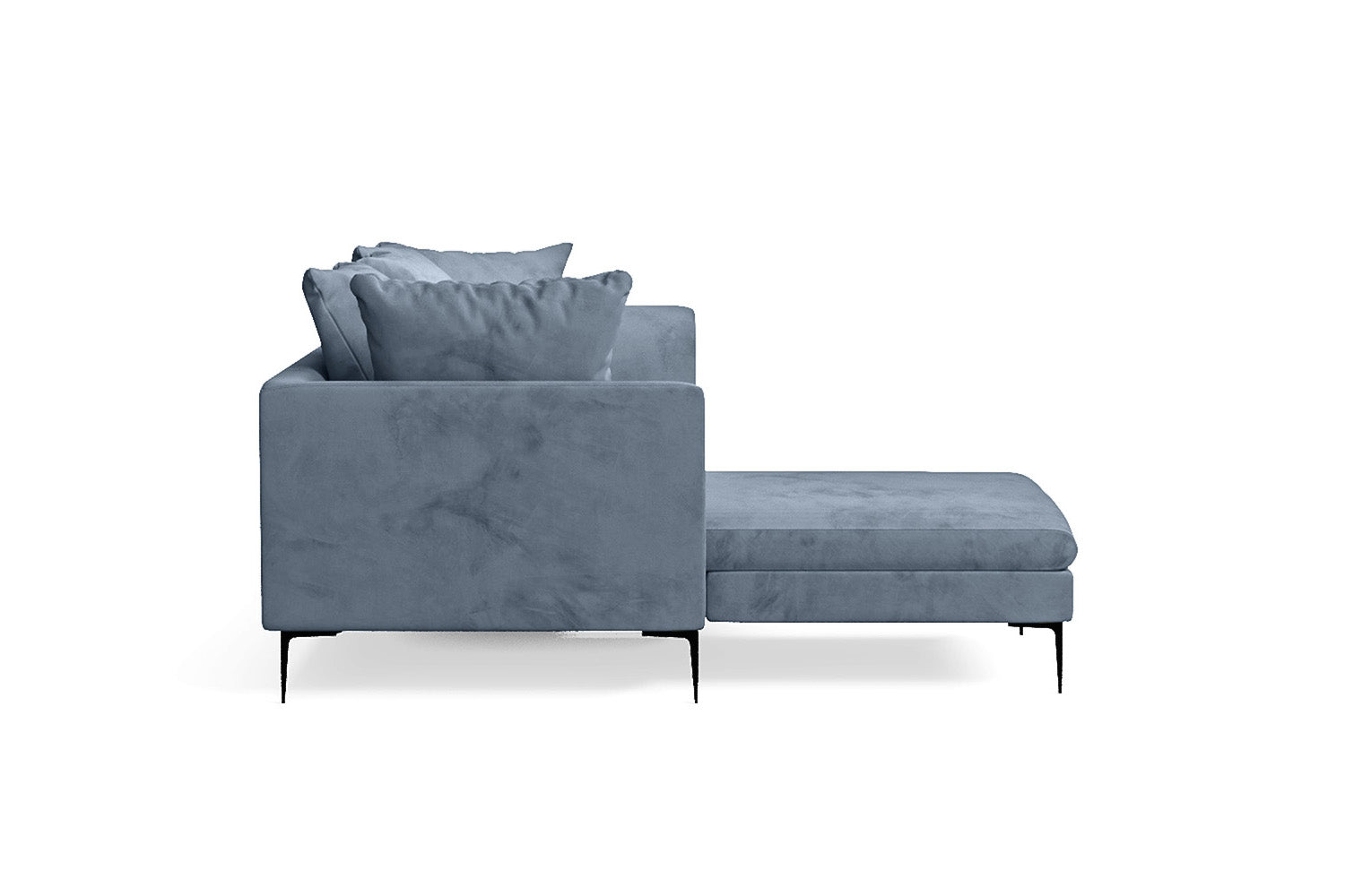 Aprilia 3 Seater Left Hand Facing Chaise Lounge Corner Sofa Baby Blue Velvet