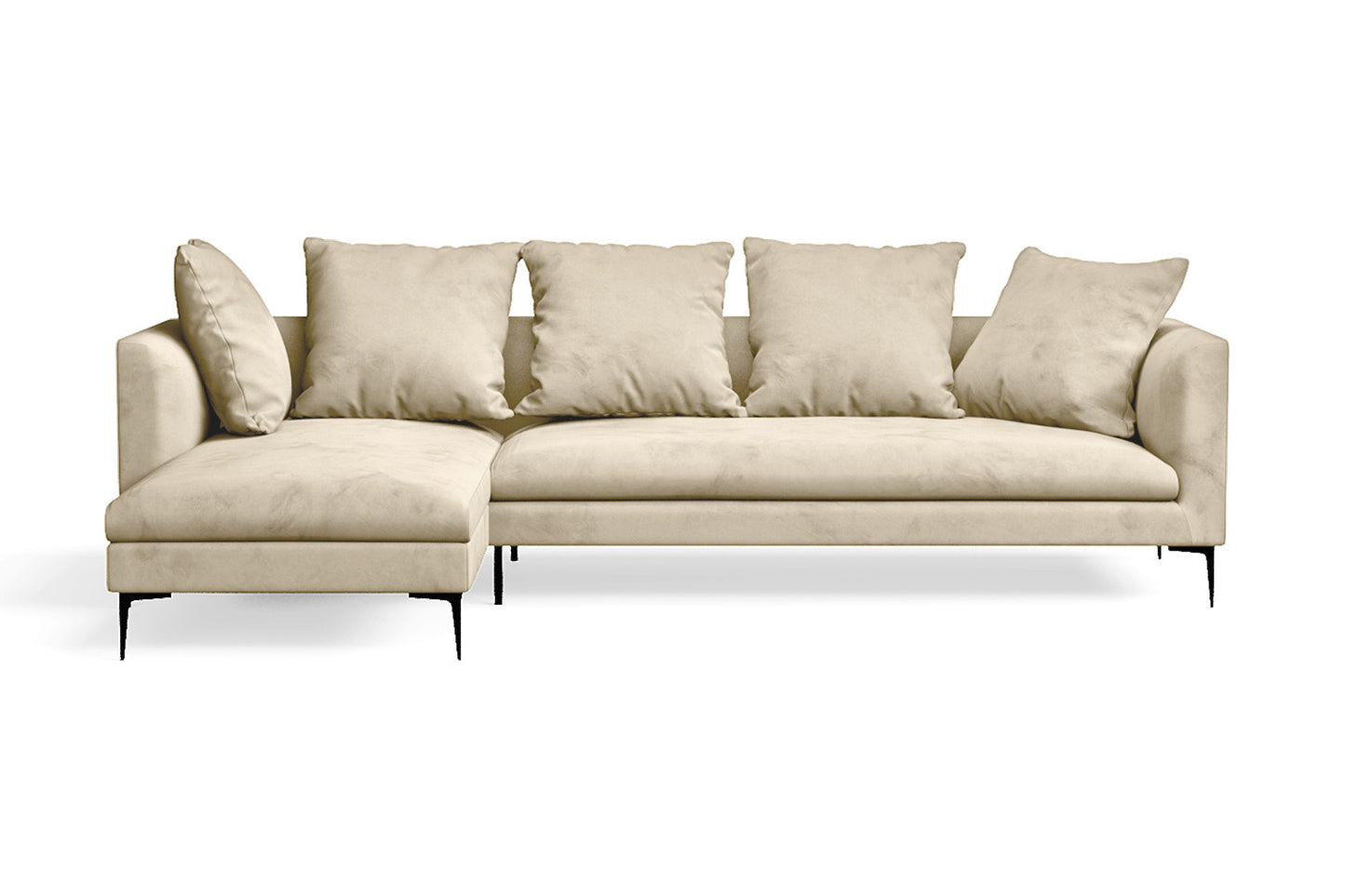 Aprilia 3 Seater Left Hand Facing Chaise Lounge Corner Sofa Cream Velvet