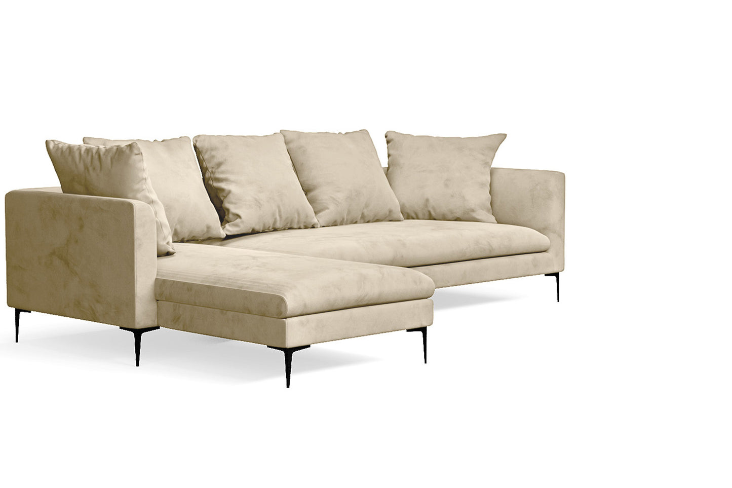 Aprilia 3 Seater Left Hand Facing Chaise Lounge Corner Sofa Cream Velvet