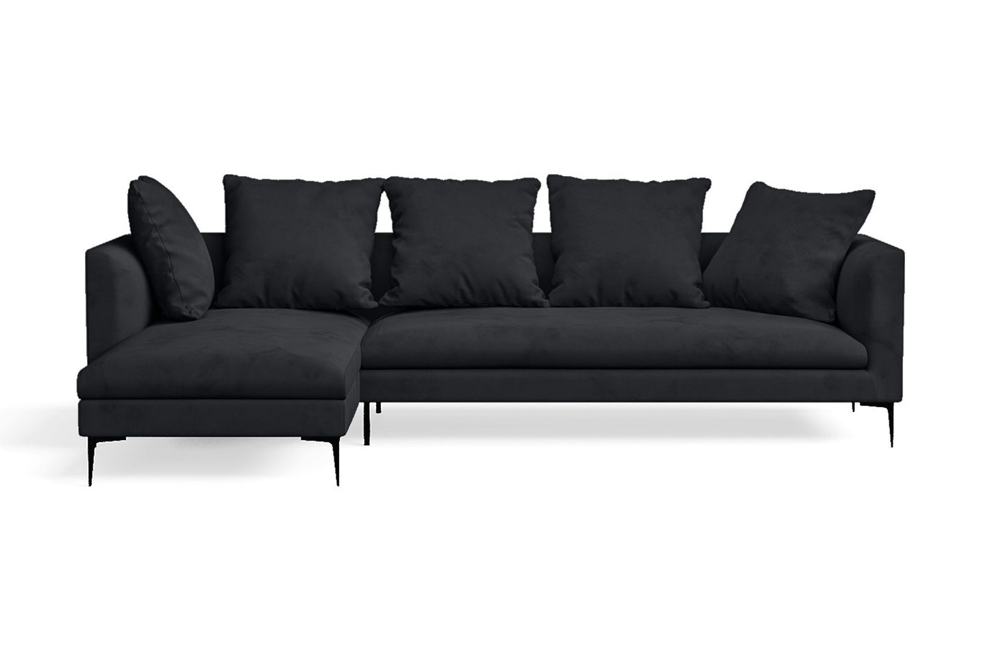 Aprilia 3 Seater Left Hand Facing Chaise Lounge Corner Sofa Dark Grey Velvet