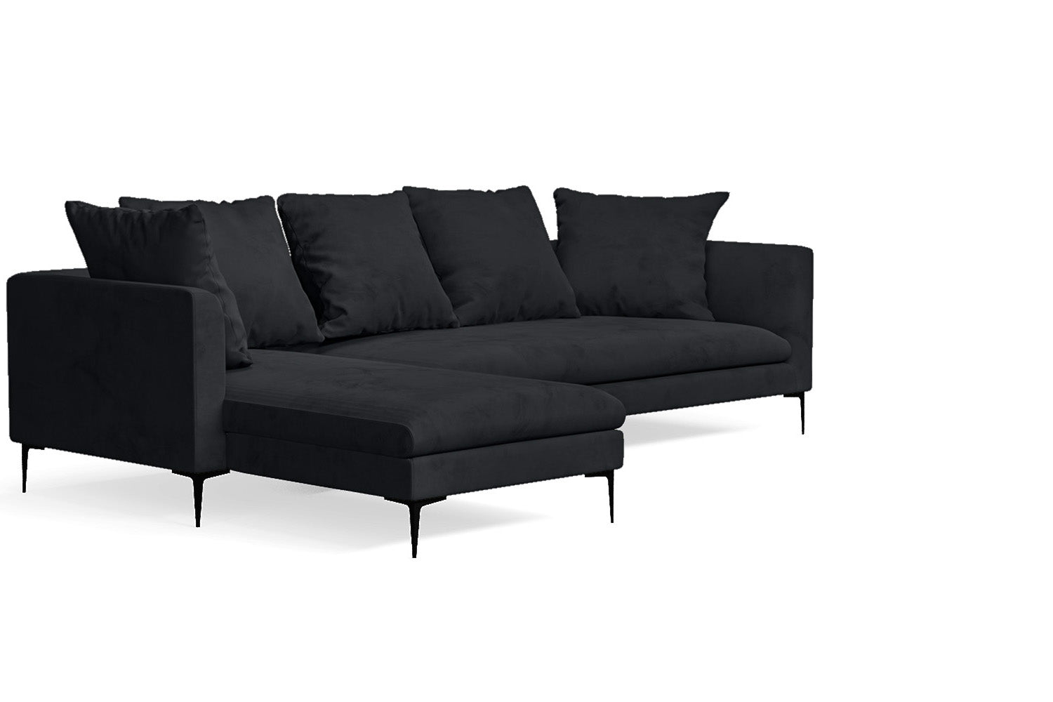 Aprilia 3 Seater Left Hand Facing Chaise Lounge Corner Sofa Dark Grey Velvet