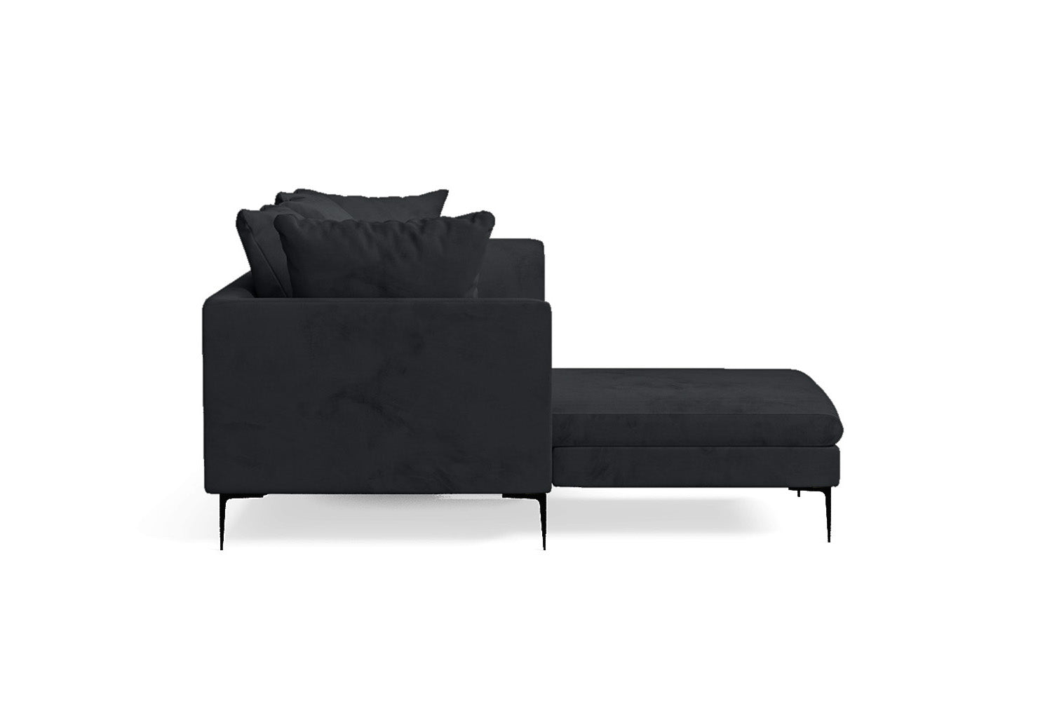 Aprilia 3 Seater Left Hand Facing Chaise Lounge Corner Sofa Dark Grey Velvet