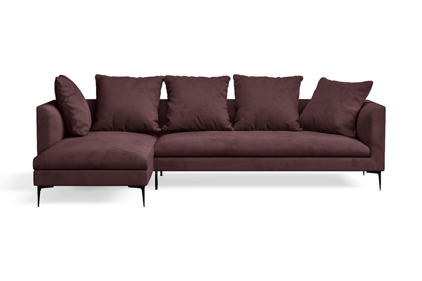 Aprilia 3 Seater Left Hand Facing Chaise Lounge Corner Sofa Grape Velvet