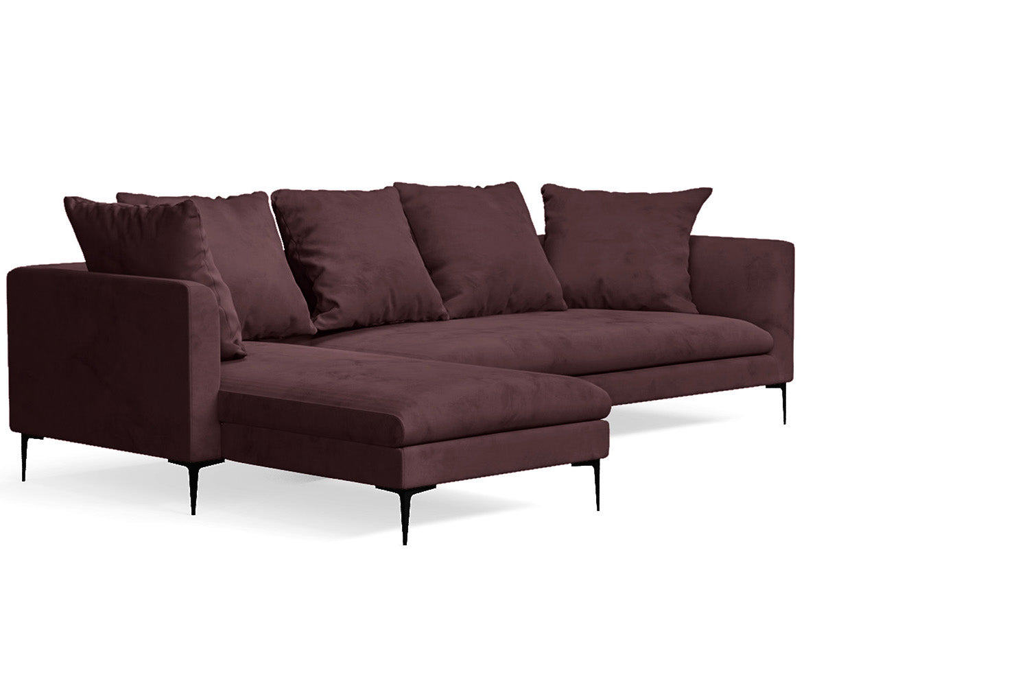 Aprilia 3 Seater Left Hand Facing Chaise Lounge Corner Sofa Grape Velvet