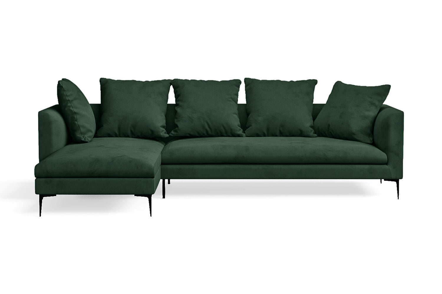 Aprilia 3 Seater Left Hand Facing Chaise Lounge Corner Sofa Green Velvet