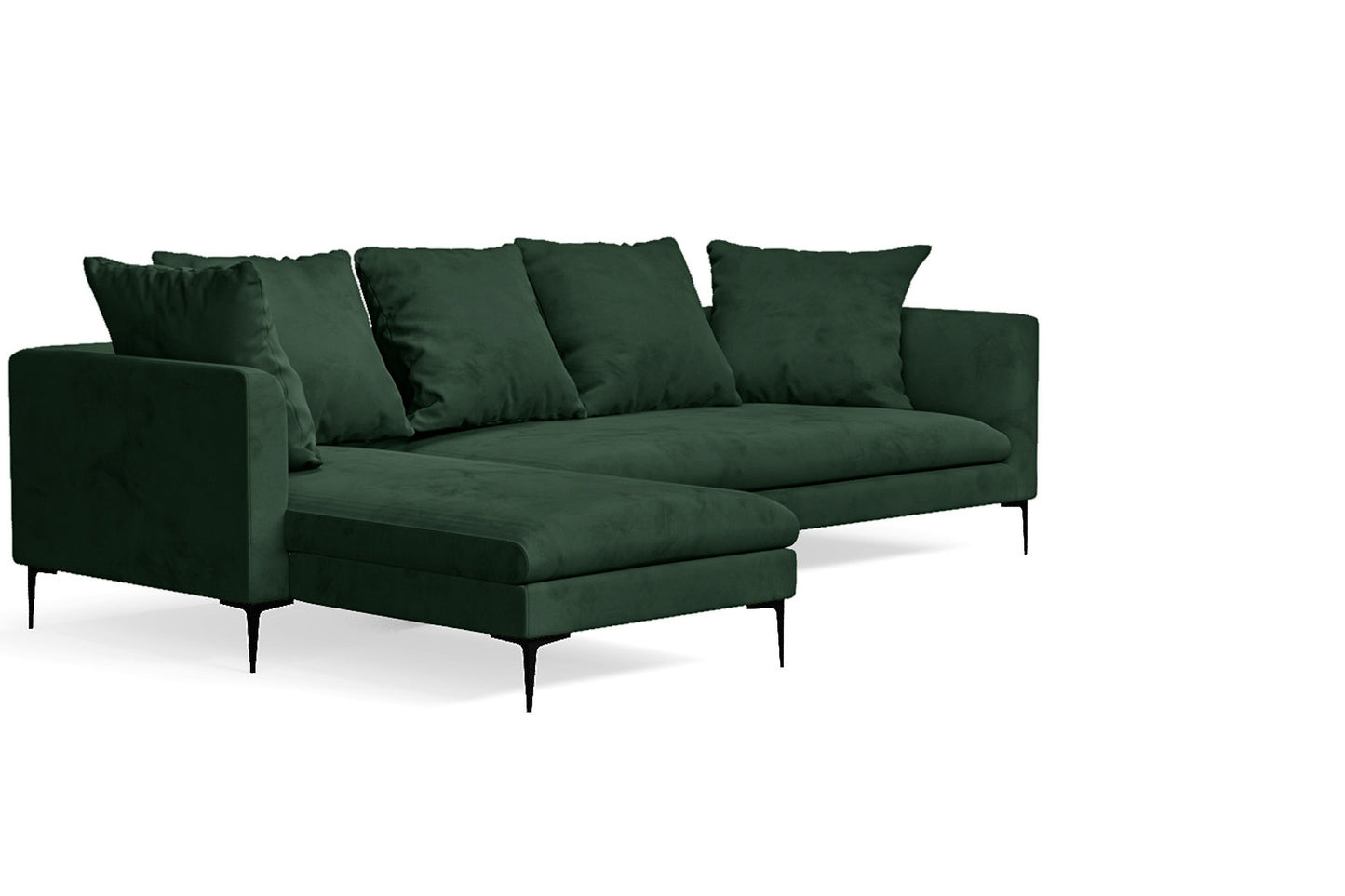 Aprilia 3 Seater Left Hand Facing Chaise Lounge Corner Sofa Green Velvet