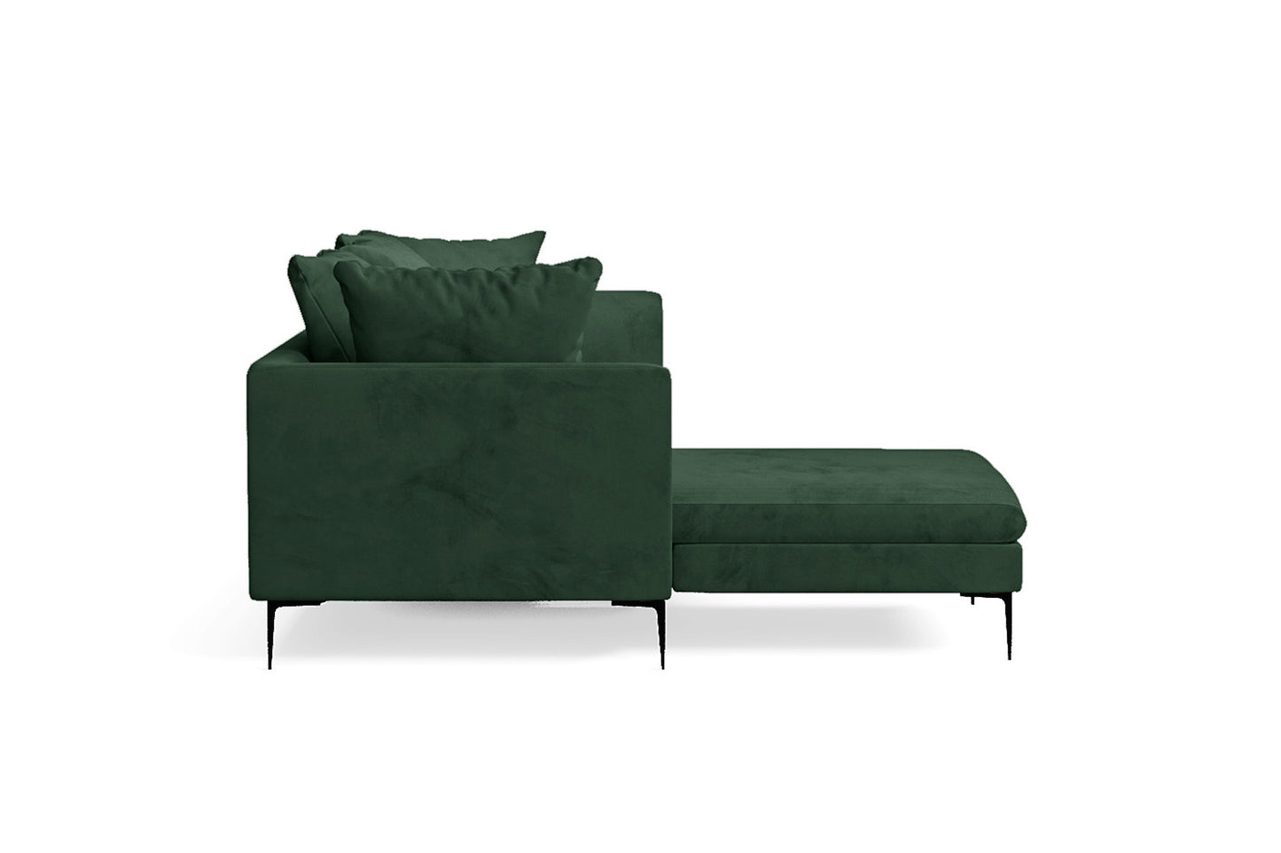 Aprilia 3 Seater Left Hand Facing Chaise Lounge Corner Sofa Green Velvet