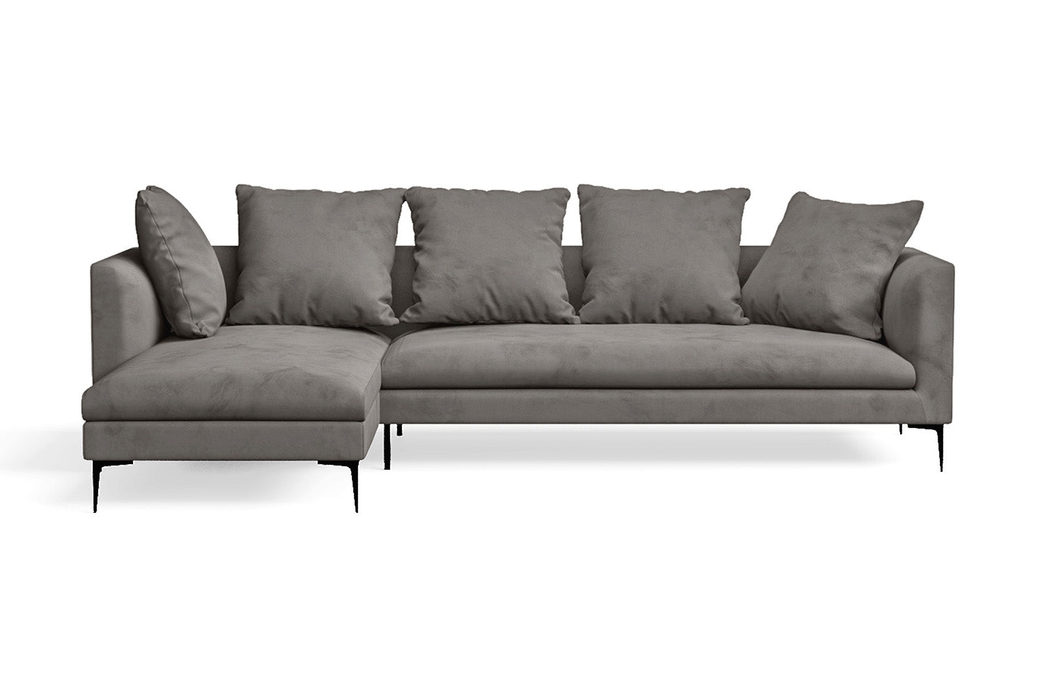 Aprilia 3 Seater Left Hand Facing Chaise Lounge Corner Sofa Grey Velvet