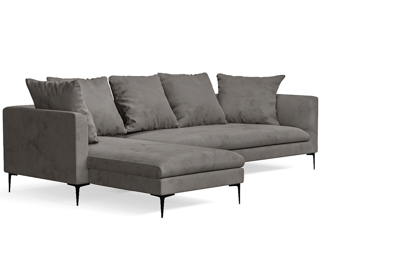 Aprilia 3 Seater Left Hand Facing Chaise Lounge Corner Sofa Grey Velvet