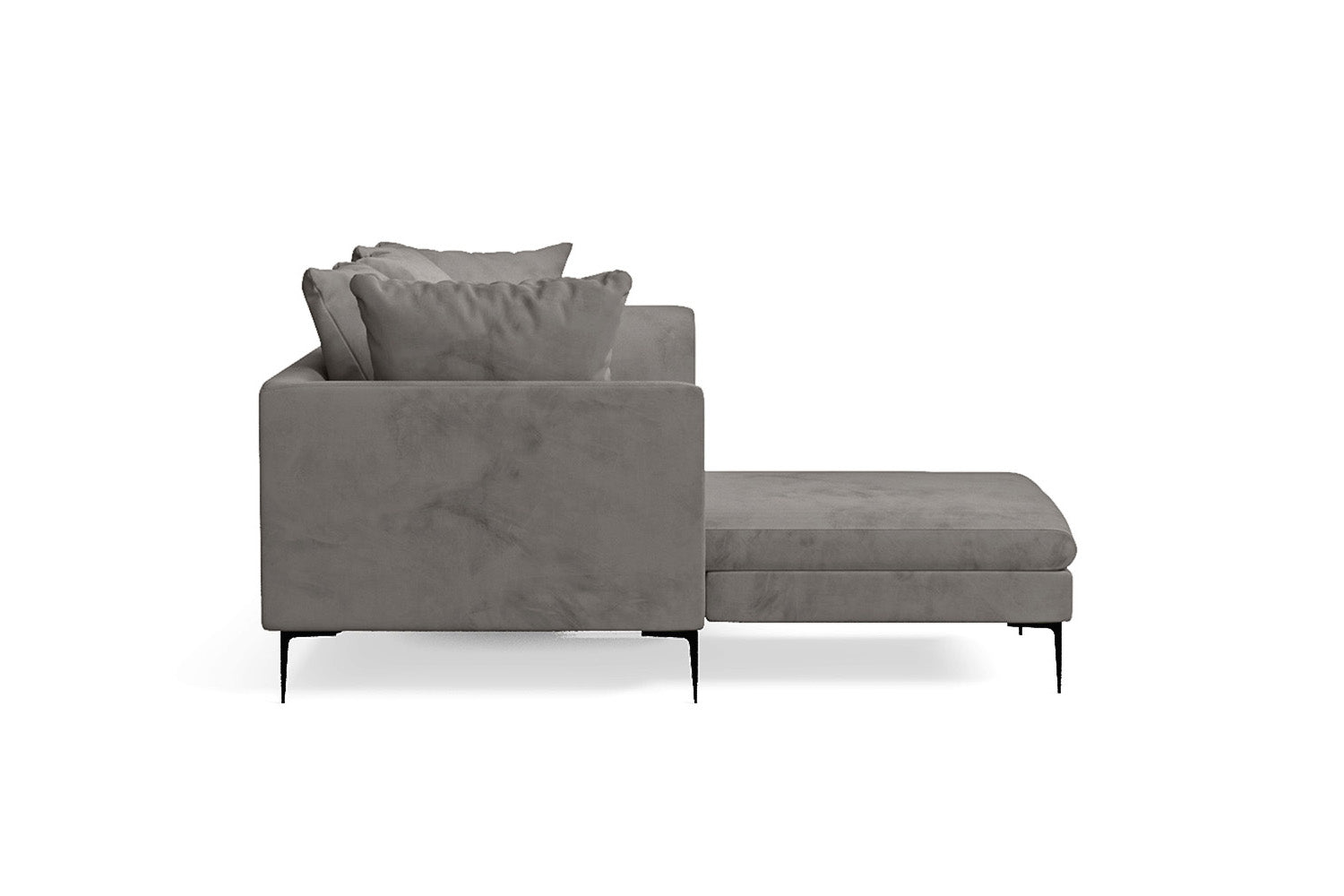 Aprilia 3 Seater Left Hand Facing Chaise Lounge Corner Sofa Grey Velvet