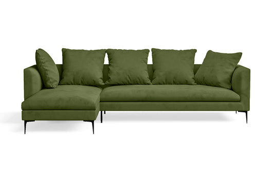 Aprilia 3 Seater Left Hand Facing Chaise Lounge Corner Sofa Lime Velvet