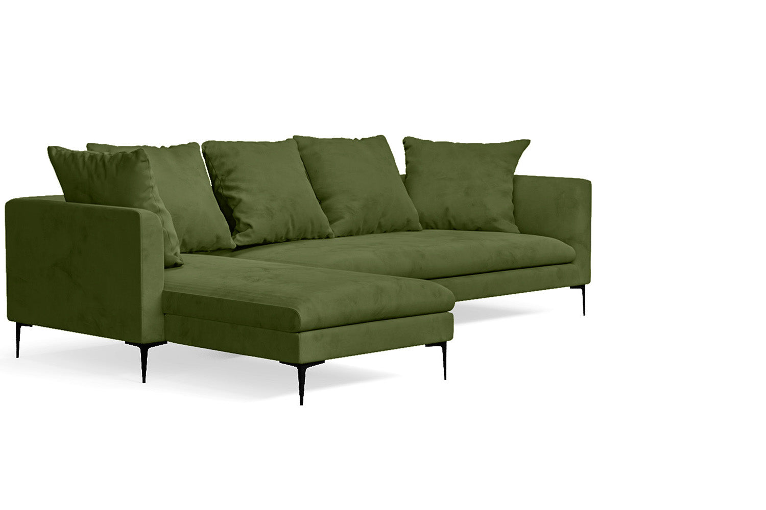 Aprilia 3 Seater Left Hand Facing Chaise Lounge Corner Sofa Lime Velvet