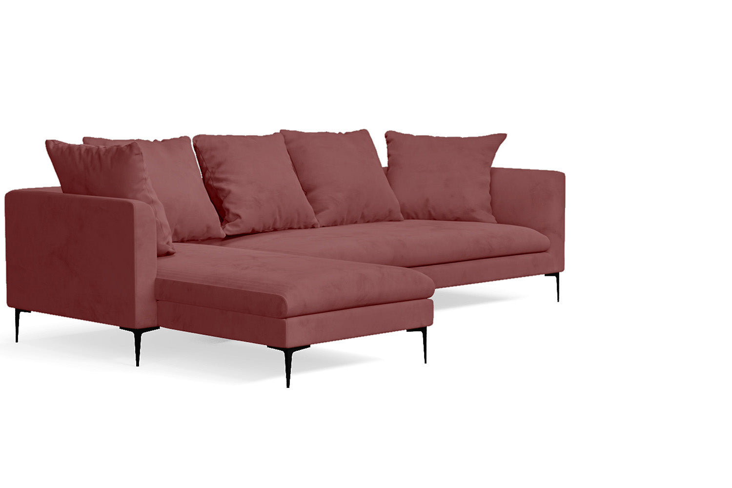 Aprilia 3 Seater Left Hand Facing Chaise Lounge Corner Sofa Pink Velvet