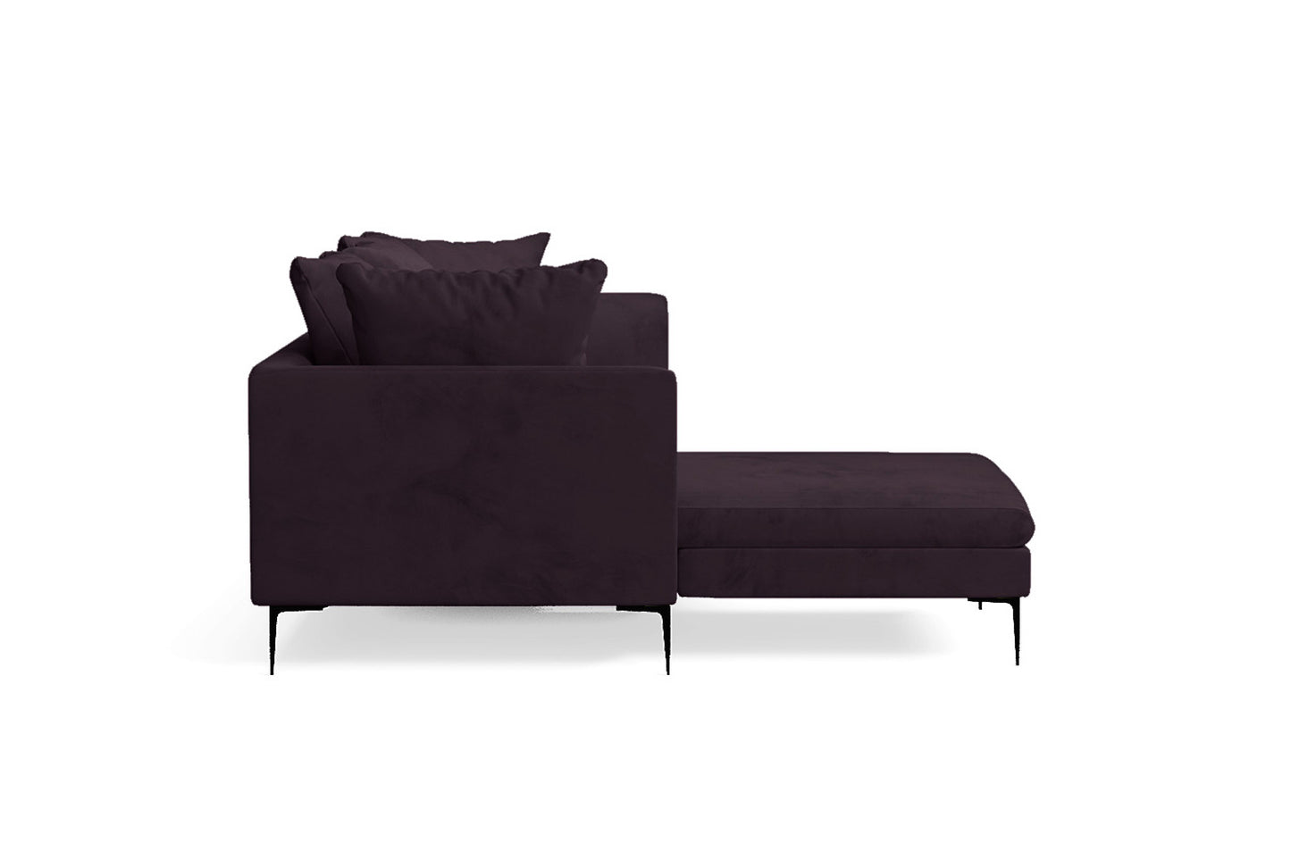 Aprilia 3 Seater Left Hand Facing Chaise Lounge Corner Sofa Purple Velvet