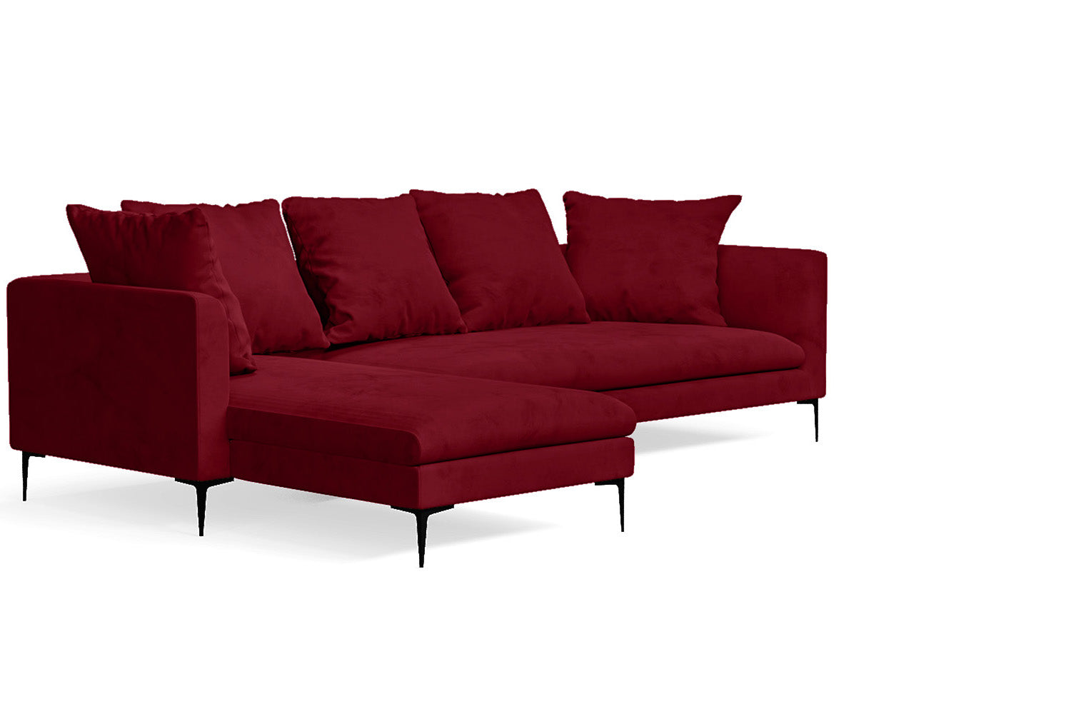 Aprilia 3 Seater Left Hand Facing Chaise Lounge Corner Sofa Red Velvet