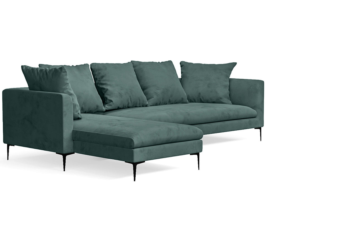 Aprilia 3 Seater Left Hand Facing Chaise Lounge Corner Sofa Teal Velvet