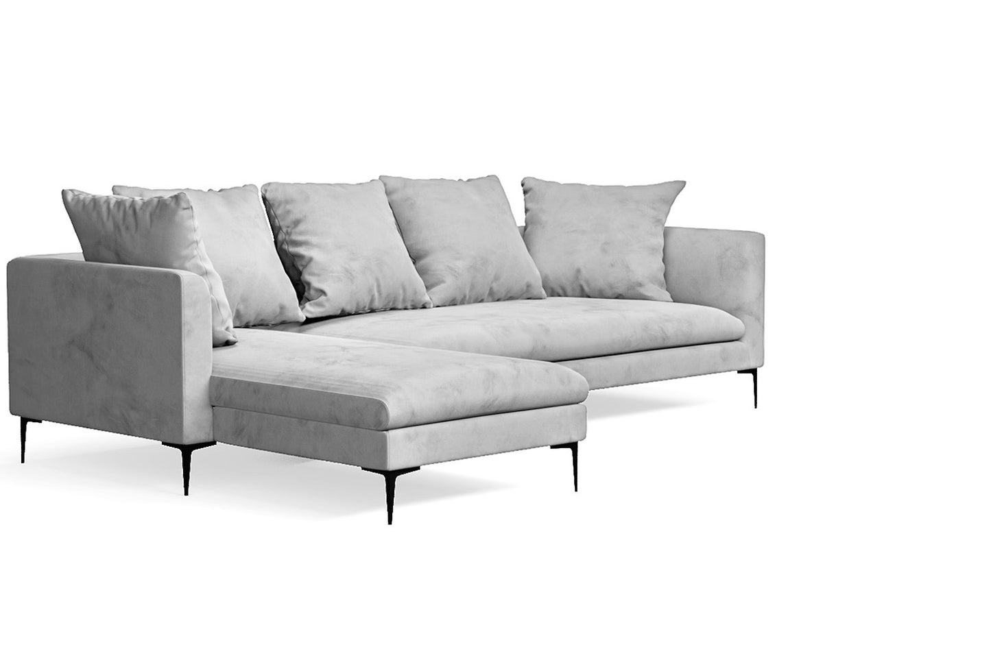 Aprilia 3 Seater Left Hand Facing Chaise Lounge Corner Sofa White Velvet