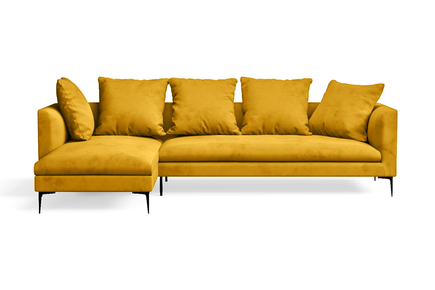 Aprilia 3 Seater Left Hand Facing Chaise Lounge Corner Sofa Yellow Velvet