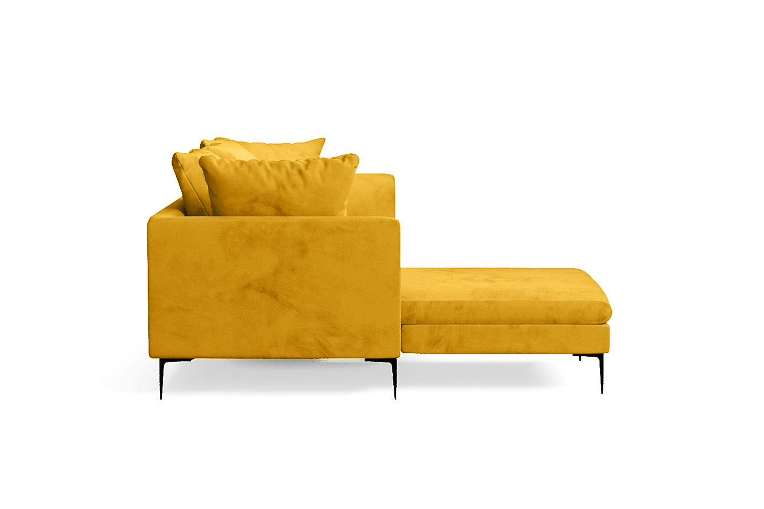 Aprilia 3 Seater Left Hand Facing Chaise Lounge Corner Sofa Yellow Velvet